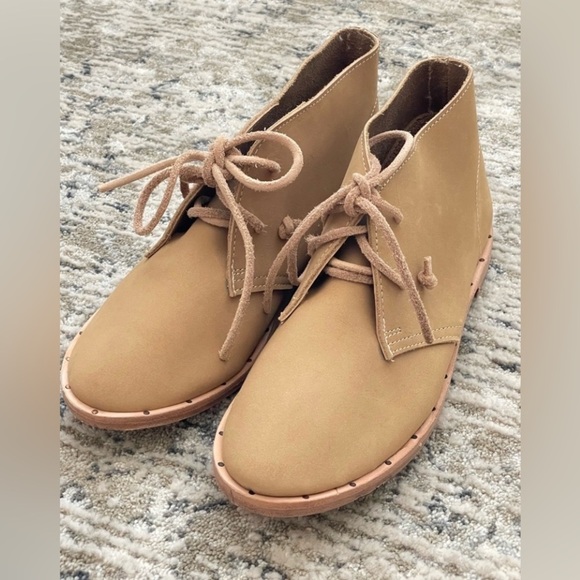 Anthropologie BEEK Leather Bunting Boots Size 7.5 Lace up‎ Booties Nubuck - Picture 1 of 8